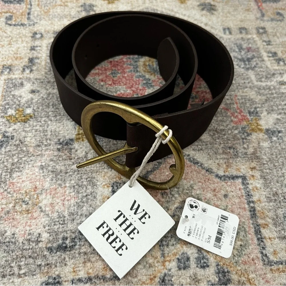 NWT Free People Brando Leather Hip Belt Espresso Small Medium